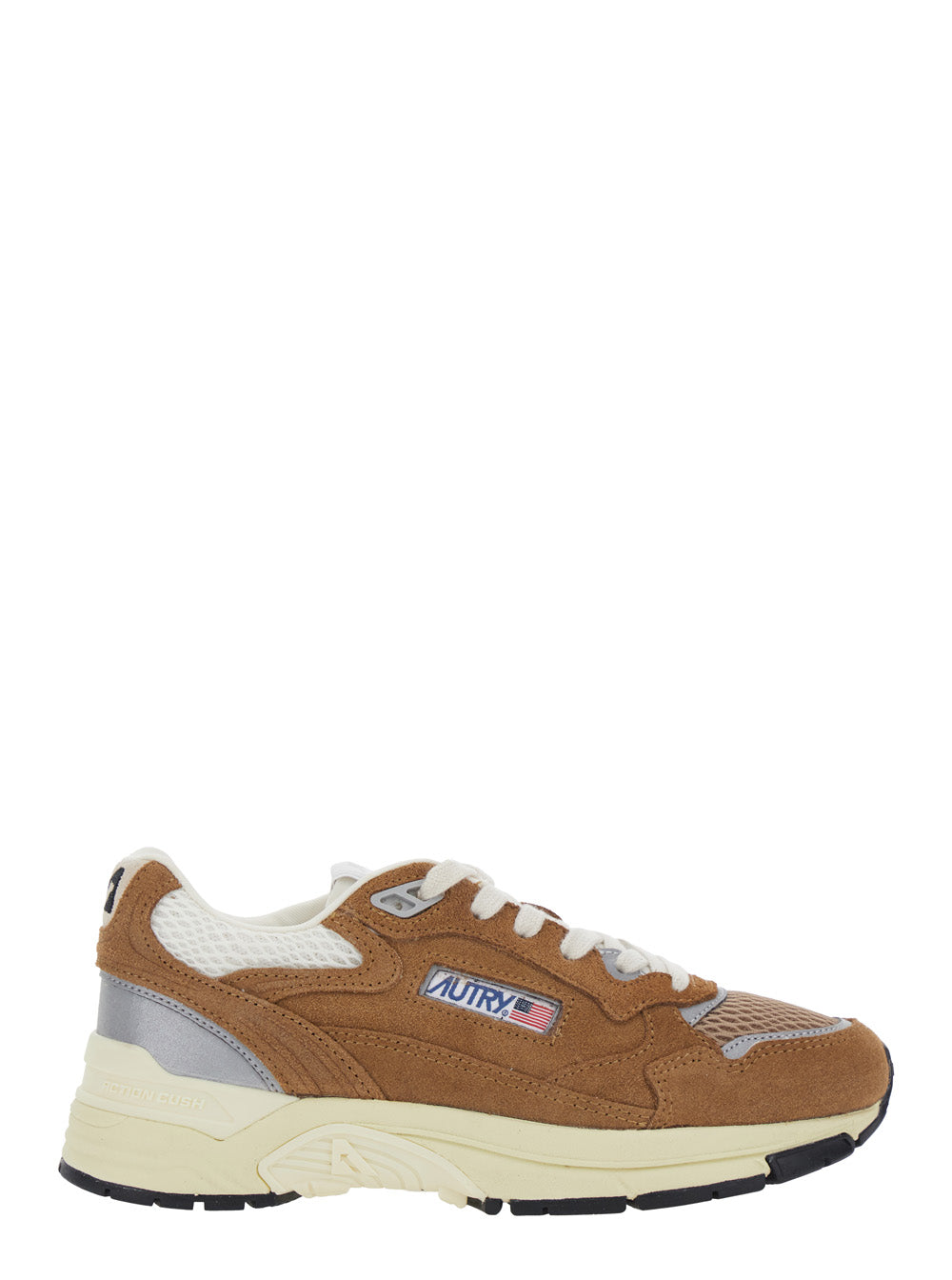 Hyperway Beige Low Top Sneakers with Logo Patch on Side and Tongue in Suede Mesh Woman Cow Leather Polyester
