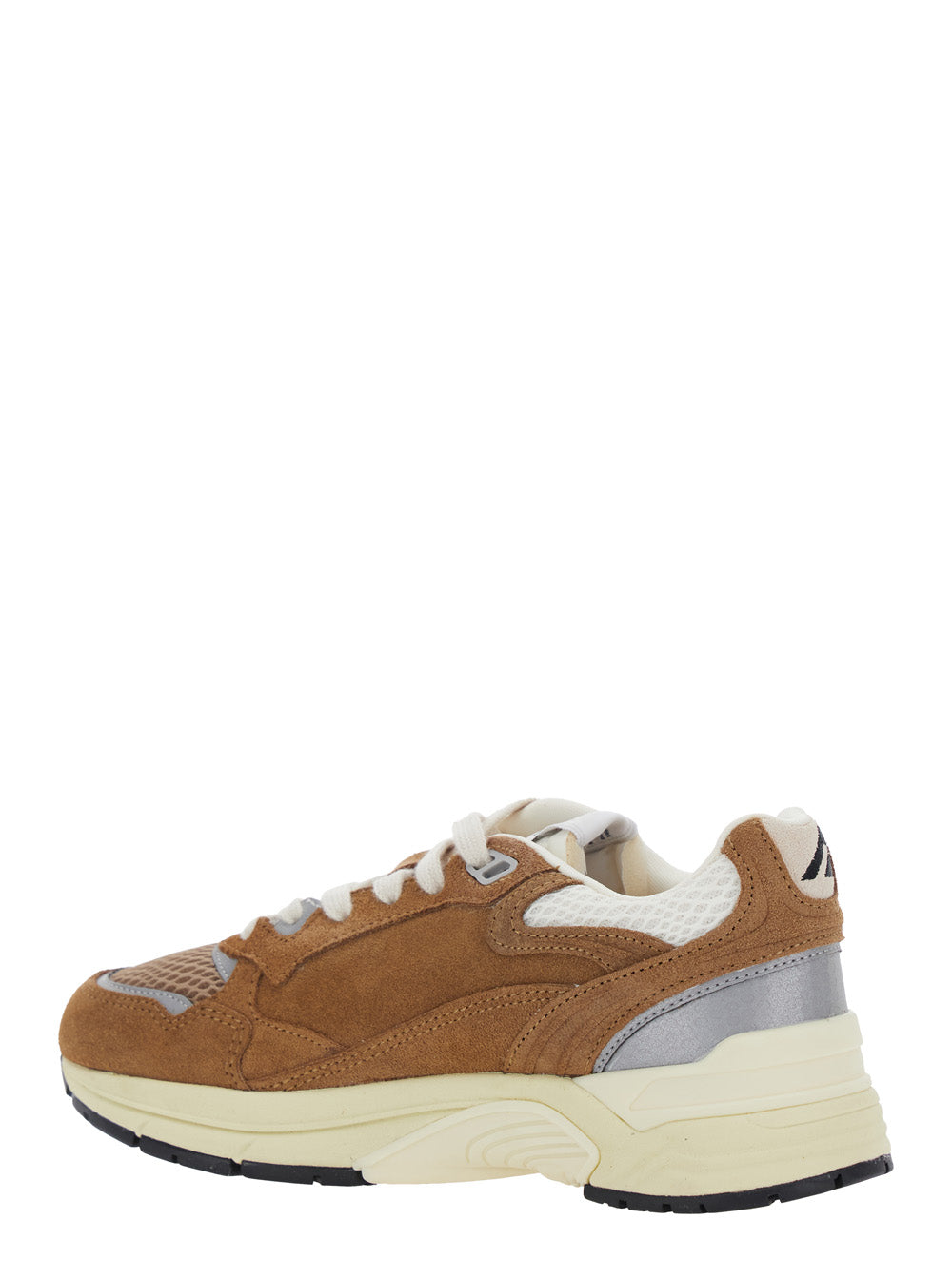 Hyperway Beige Low Top Sneakers with Logo Patch on Side and Tongue in Suede Mesh Woman Cow Leather Polyester