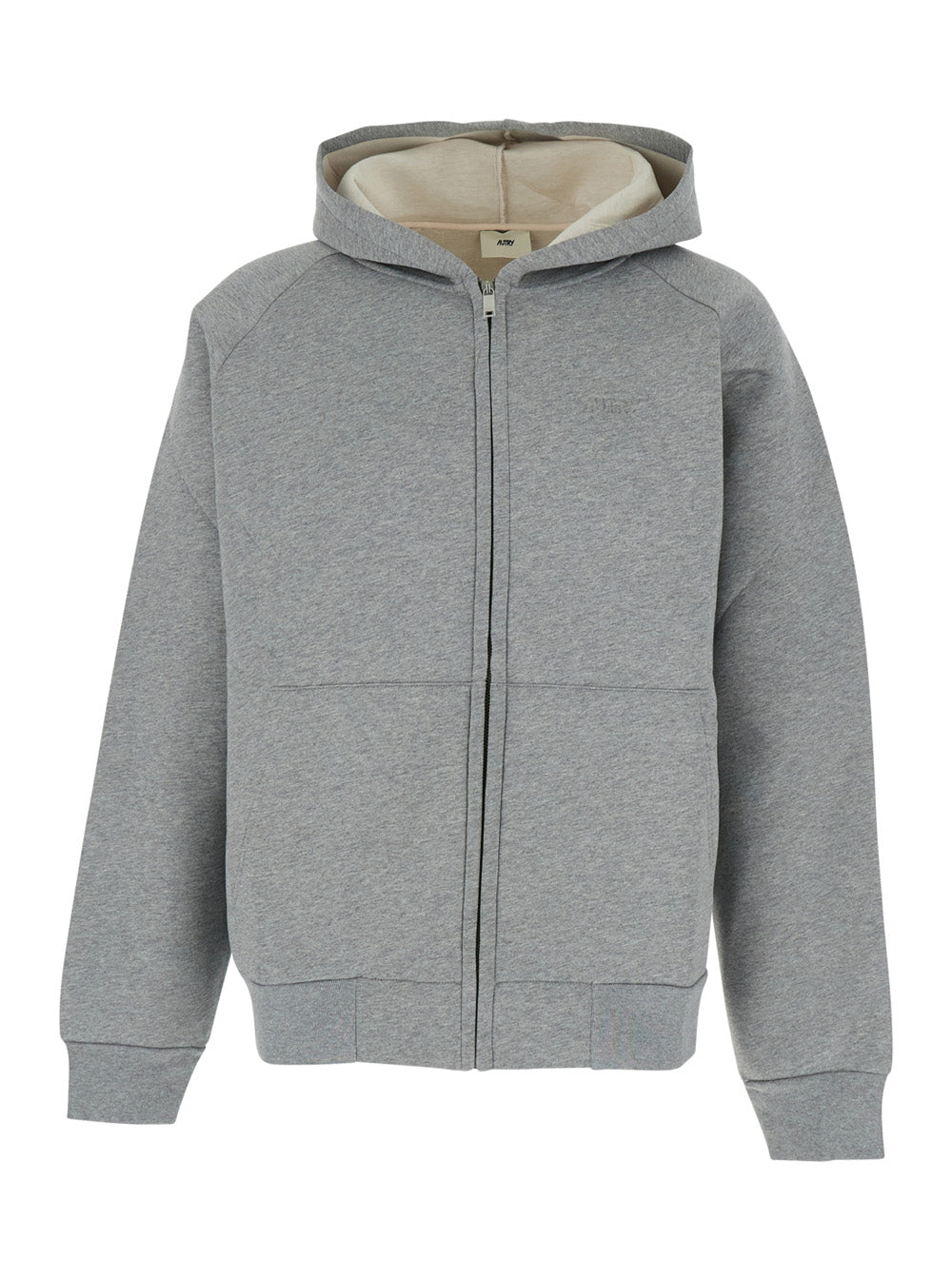 Grey Hoodie with Dropped Shoulders in Neoprene Man Sweatshirts