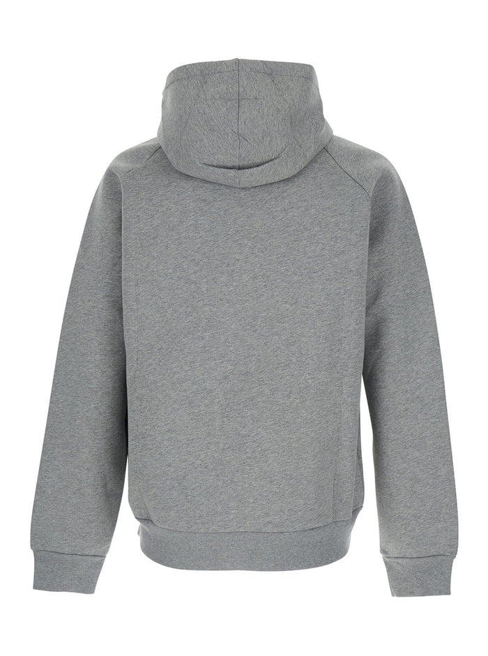 Grey Hoodie with Dropped Shoulders in Neoprene Man Sweatshirts