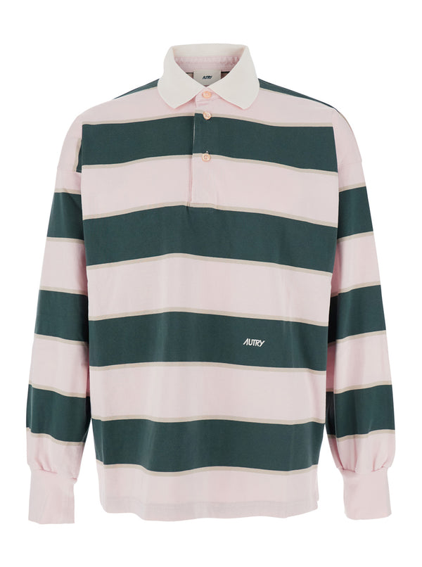 Pink Polo Shirt With Classic Collar Cotton T-shirts
