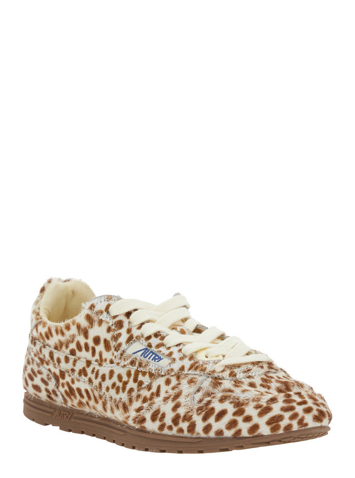 Windspin Low Multicolor Sneaker with Logo on the Side and Animalier Motif in Suede Woman Cow Leather Nylon