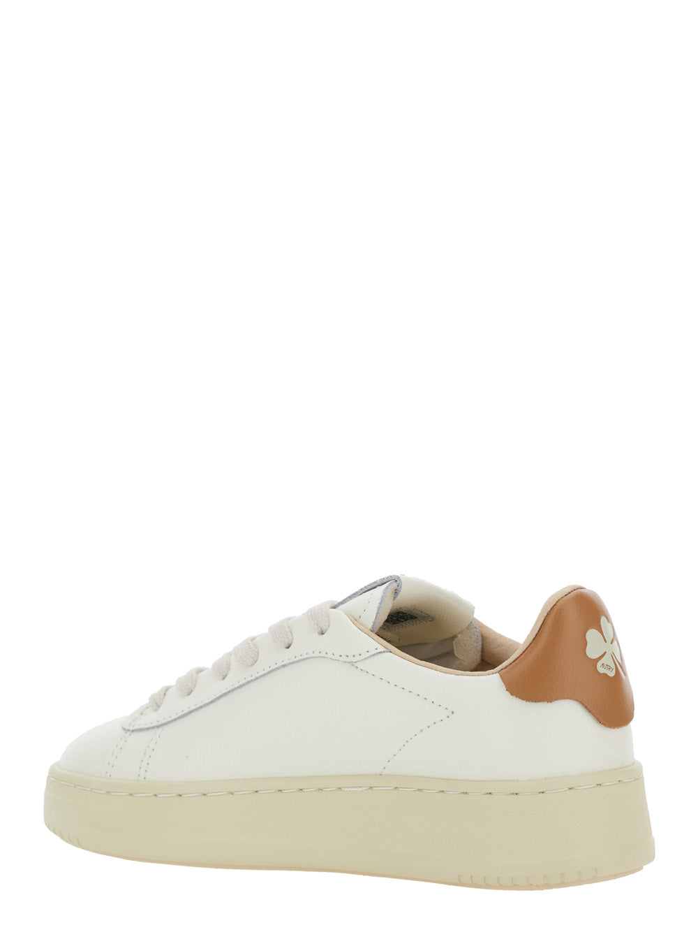 Dallas White Low Top Sneakers with Logo Patch on the Tongue and Contrasting Heel in Leather Boy Cow