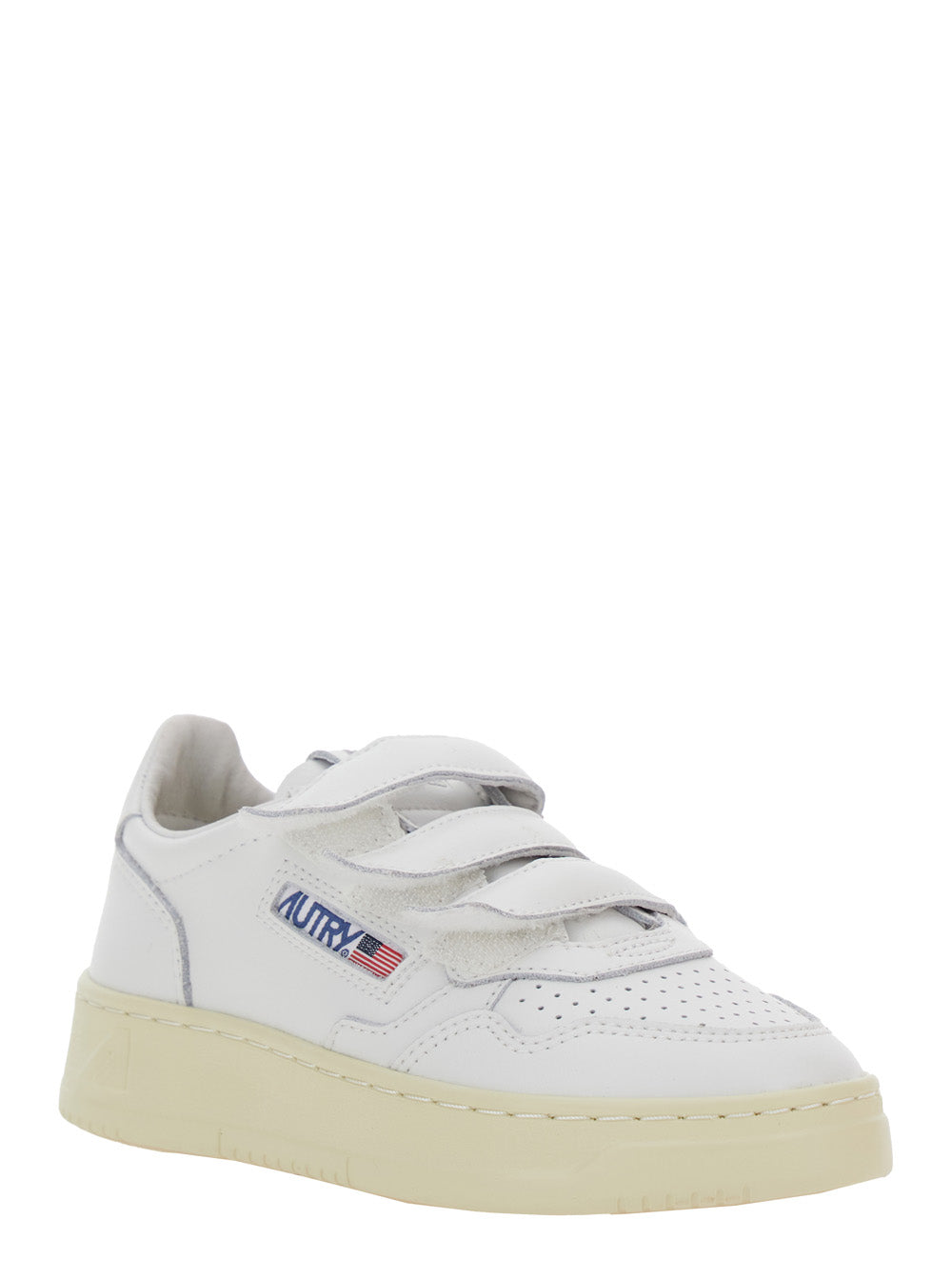 Kidstripes White Low Top Sneakers with Logo Patch on Tongue and Side in Leather Boy Cow
