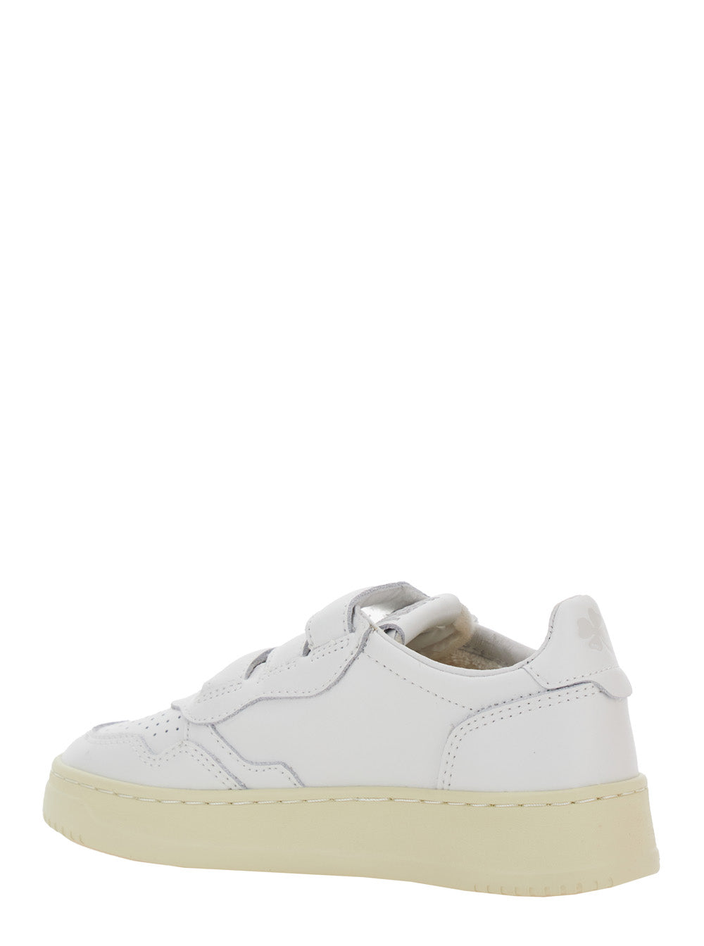 Kidstripes White Low Top Sneakers with Logo Patch on Tongue and Side in Leather Boy Cow
