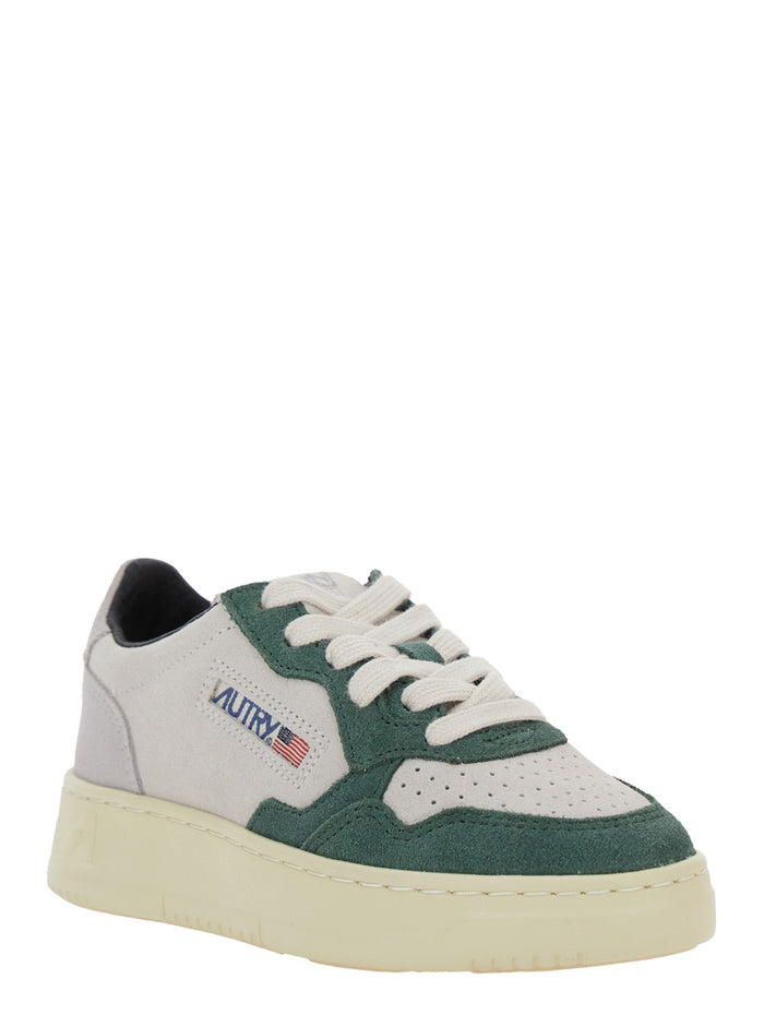 Medalist Multicolor Low Top Sneakers with Logo Patch on Tongue and Side in Leather Boy Suede Cow