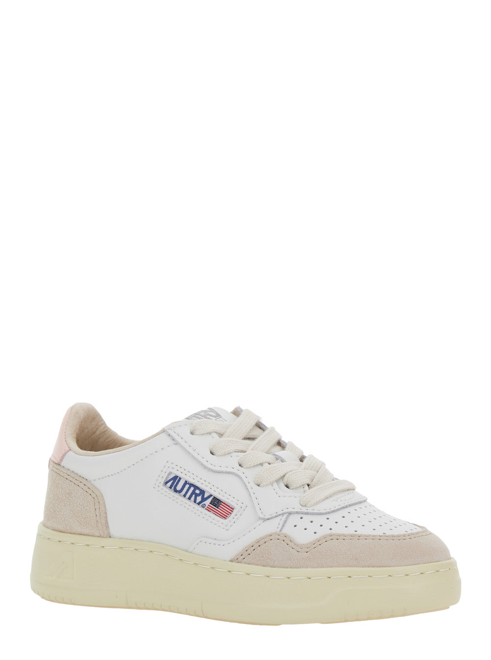 Medalist White Low Top Sneakers With Logo Patch On Tongue And Side Leather Girl