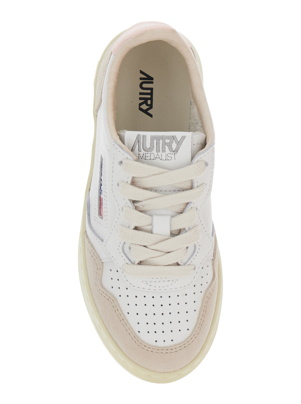 Medalist White Low Top Sneakers With Logo Patch On Tongue And Side Leather Girl