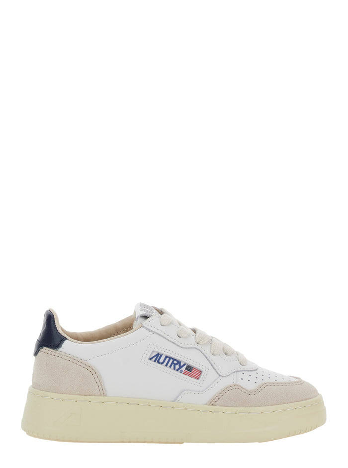 Medalist White Low Top Sneakers With Logo Patch On Tongue And Side Leather Boy