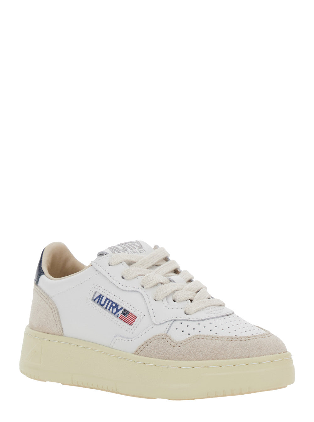 Medalist White Low Top Sneakers With Logo Patch On Tongue And Side Leather Boy