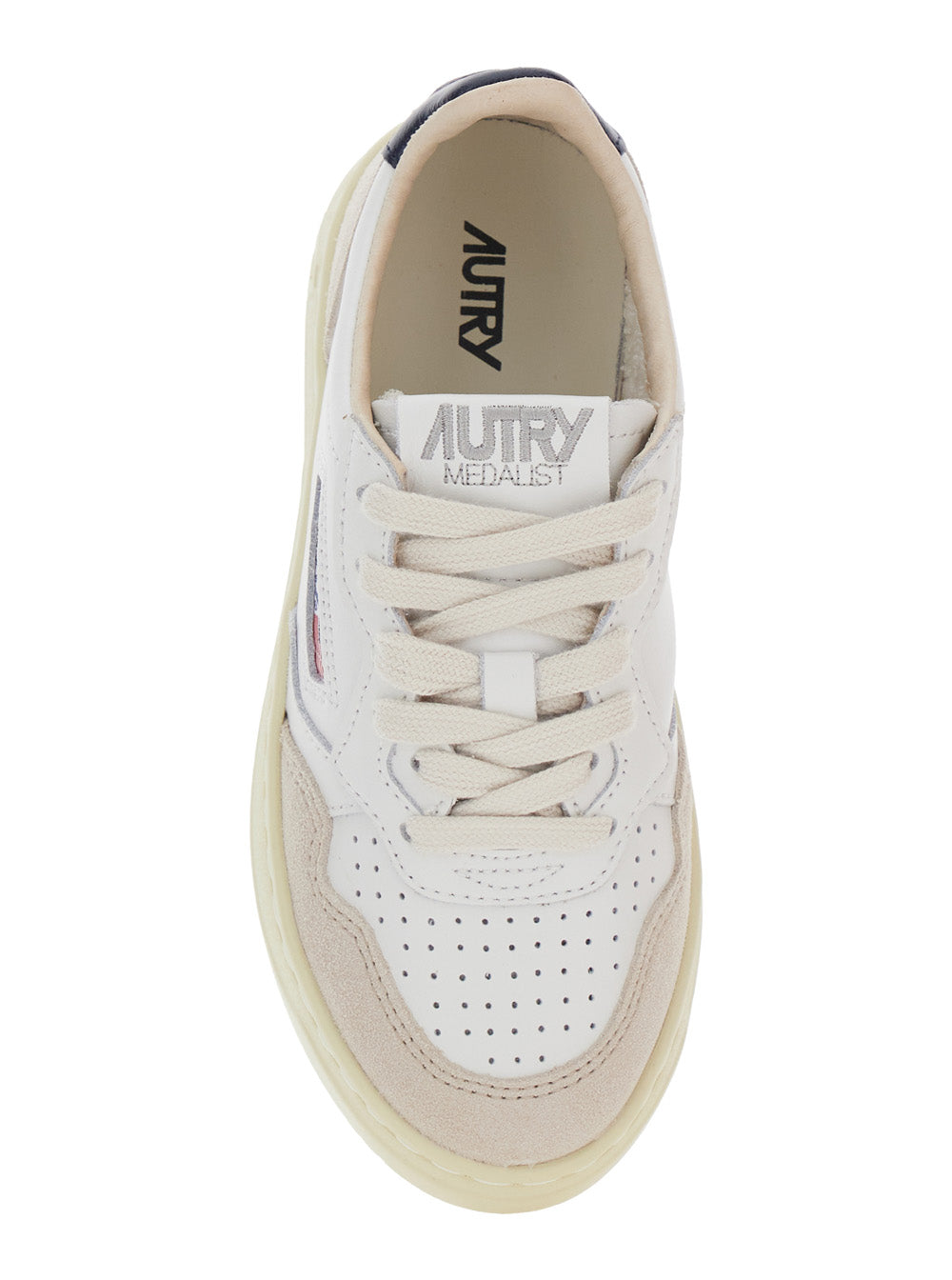 Medalist White Low Top Sneakers With Logo Patch On Tongue And Side Leather Boy