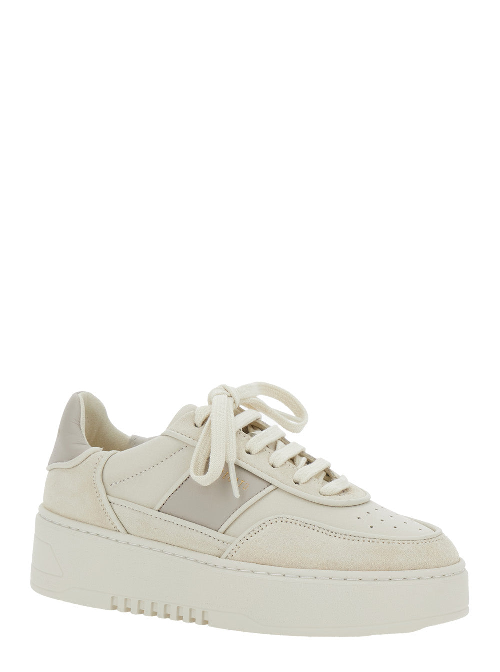 Beige Sneakers with Contrasting Heel Logo Lettering in Leather Blend Woman Nubuck
