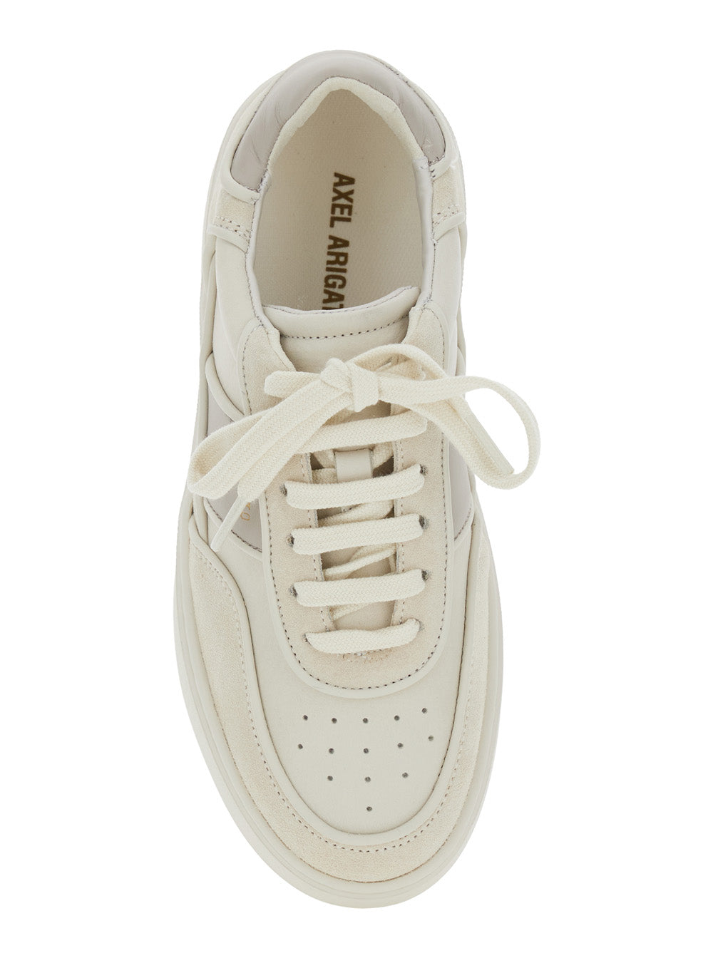 Beige Sneakers with Contrasting Heel Logo Lettering in Leather Blend Woman Nubuck
