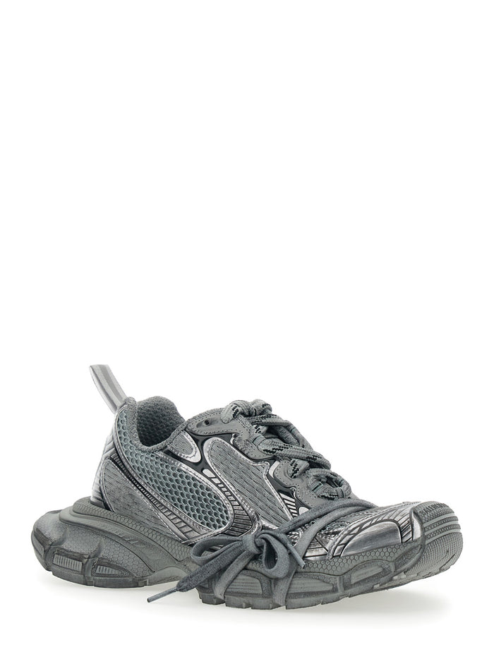 3xl Grey Low Top Sneakers With Logo Detail Tech Fabric Woman Polyurethane Polyester