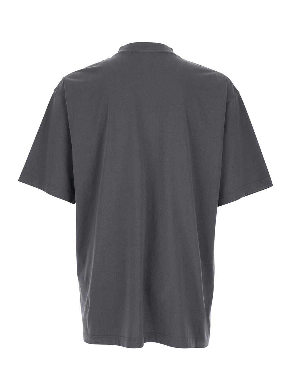 Grey Crewneck T-Shirt With Logo Embroidery On The Front Cotton Man Tshirts And Polo Shirts