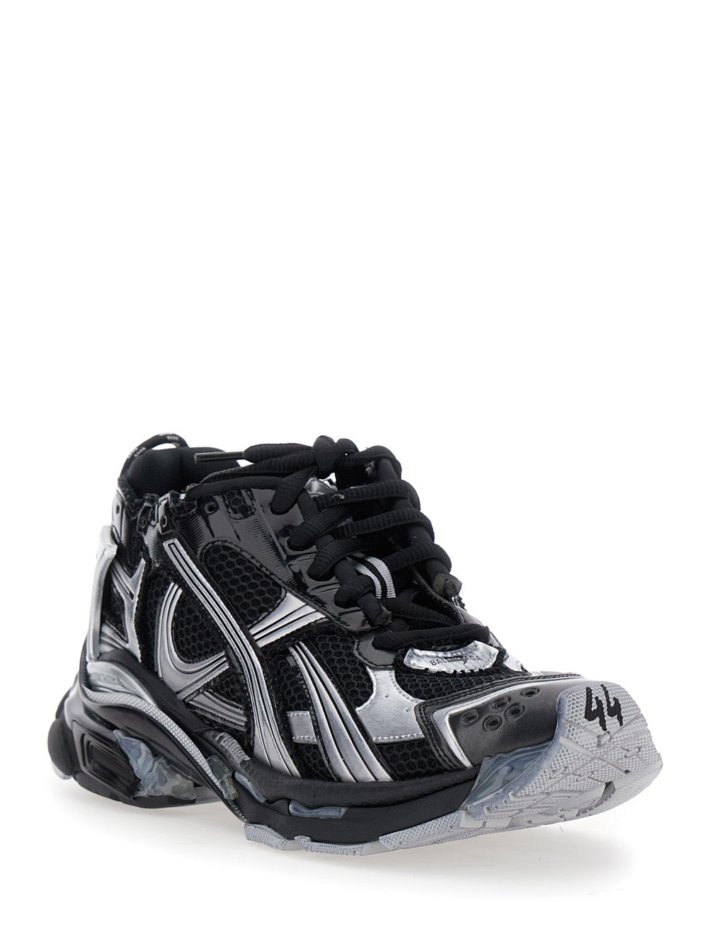 Runner Black Low Top Sneakers With Logo Embroidery Mesh And Tech Fabric Man Polyurethane Polyester