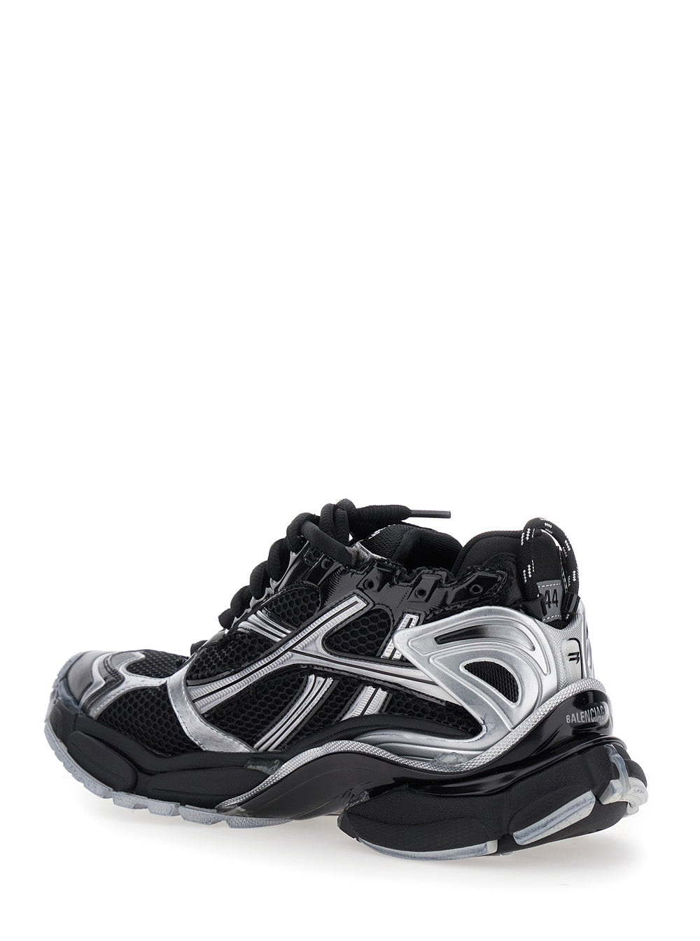 Runner Black Low Top Sneakers With Logo Embroidery Mesh And Tech Fabric Man Polyurethane Polyester