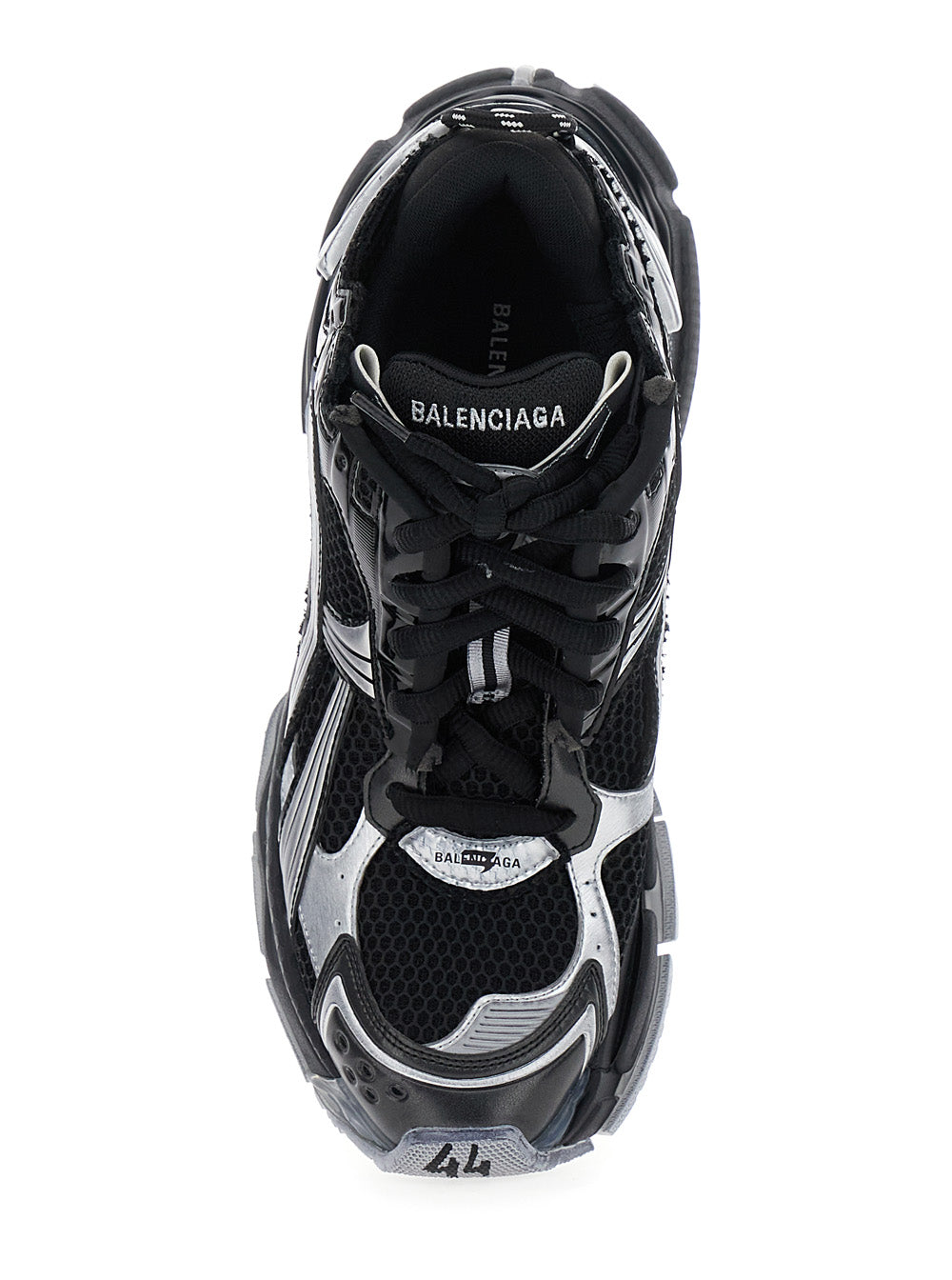 Runner Black Low Top Sneakers With Logo Embroidery Mesh And Tech Fabric Man Polyurethane Polyester