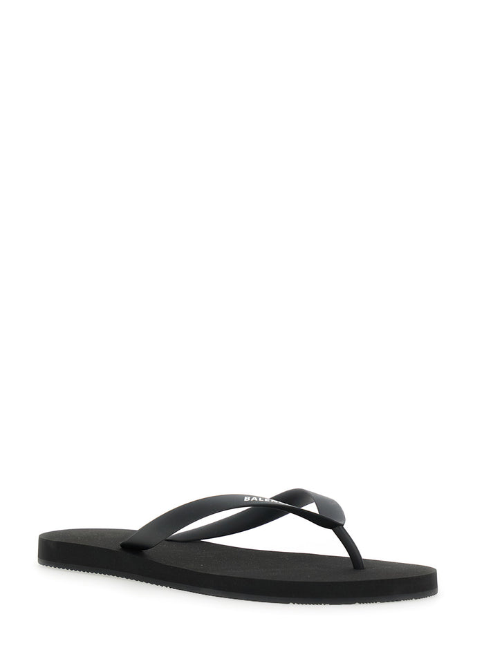 Black Thing Sandals With Logo Lettering Tech Fabric Man Flat Shoes