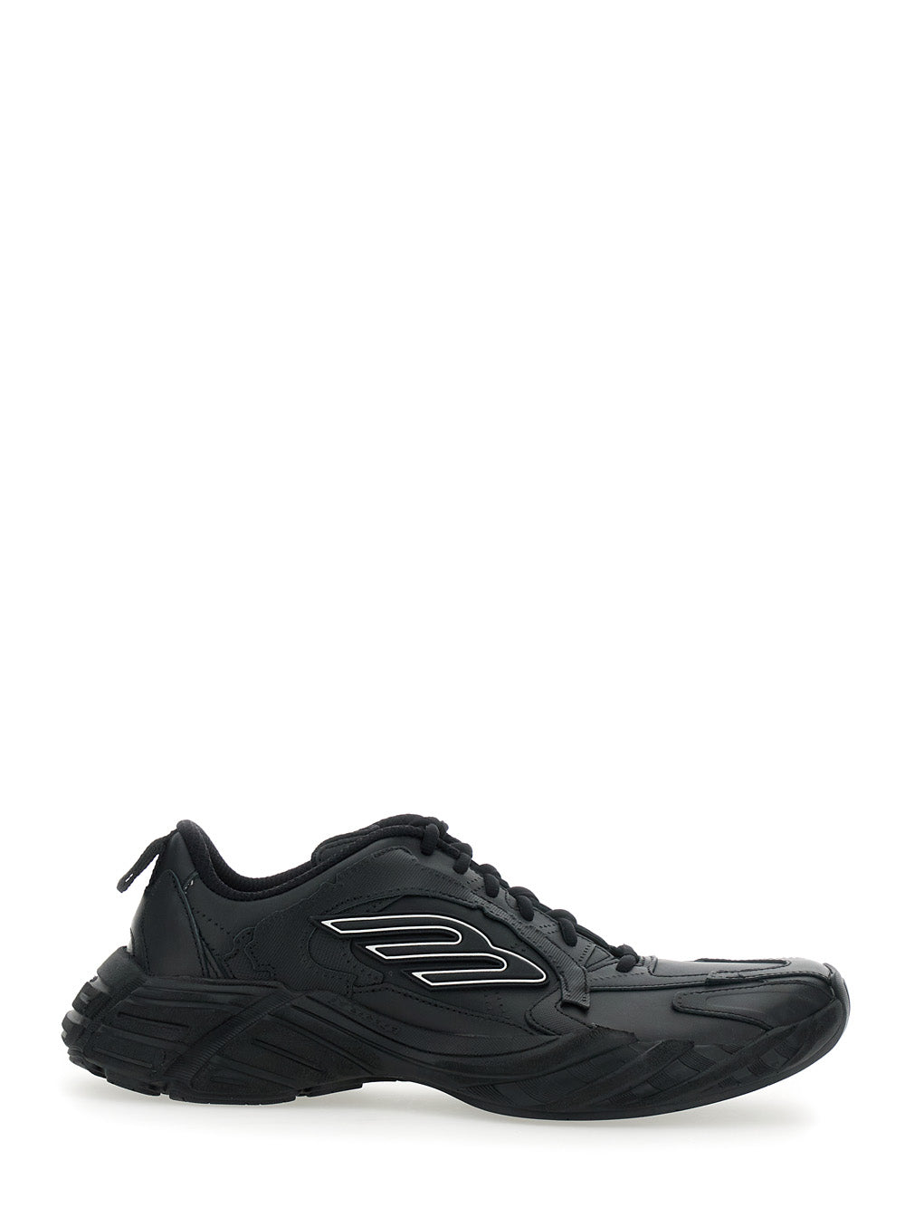 Monday Black Low Top Sneakers With Logo Detail And Embossed Size On The Rear In Leather Fabric Man Bovine Polyester