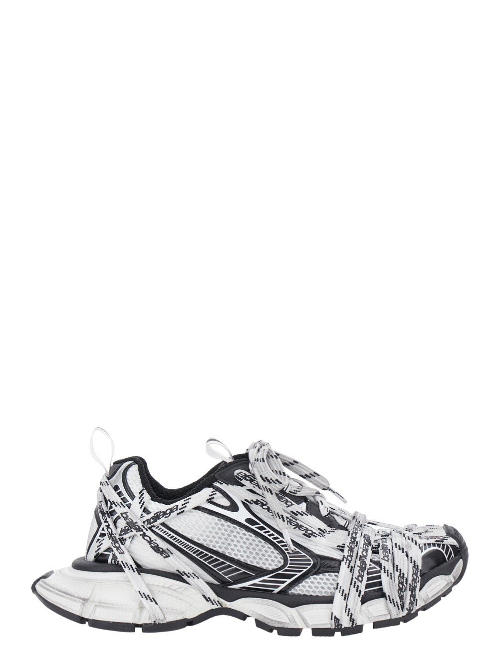 3xl Extreme Laces Grey Sneakers With Logo Lettering On The And Worn Effect Tech Fabric Man White/black Polyester