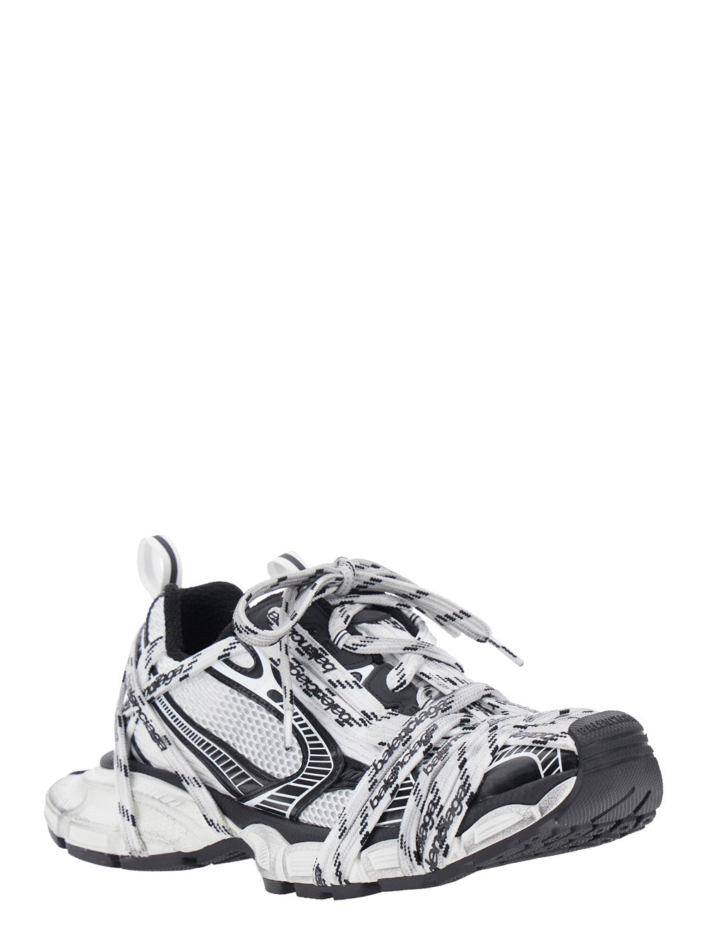3xl Extreme Laces Grey Sneakers With Logo Lettering On The And Worn Effect Tech Fabric Man White/black Polyester