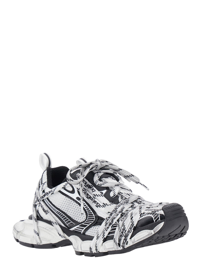 3xl Extreme Laces Grey Sneakers With Logo Lettering On The And Worn Effect Tech Fabric Man White/black Polyester