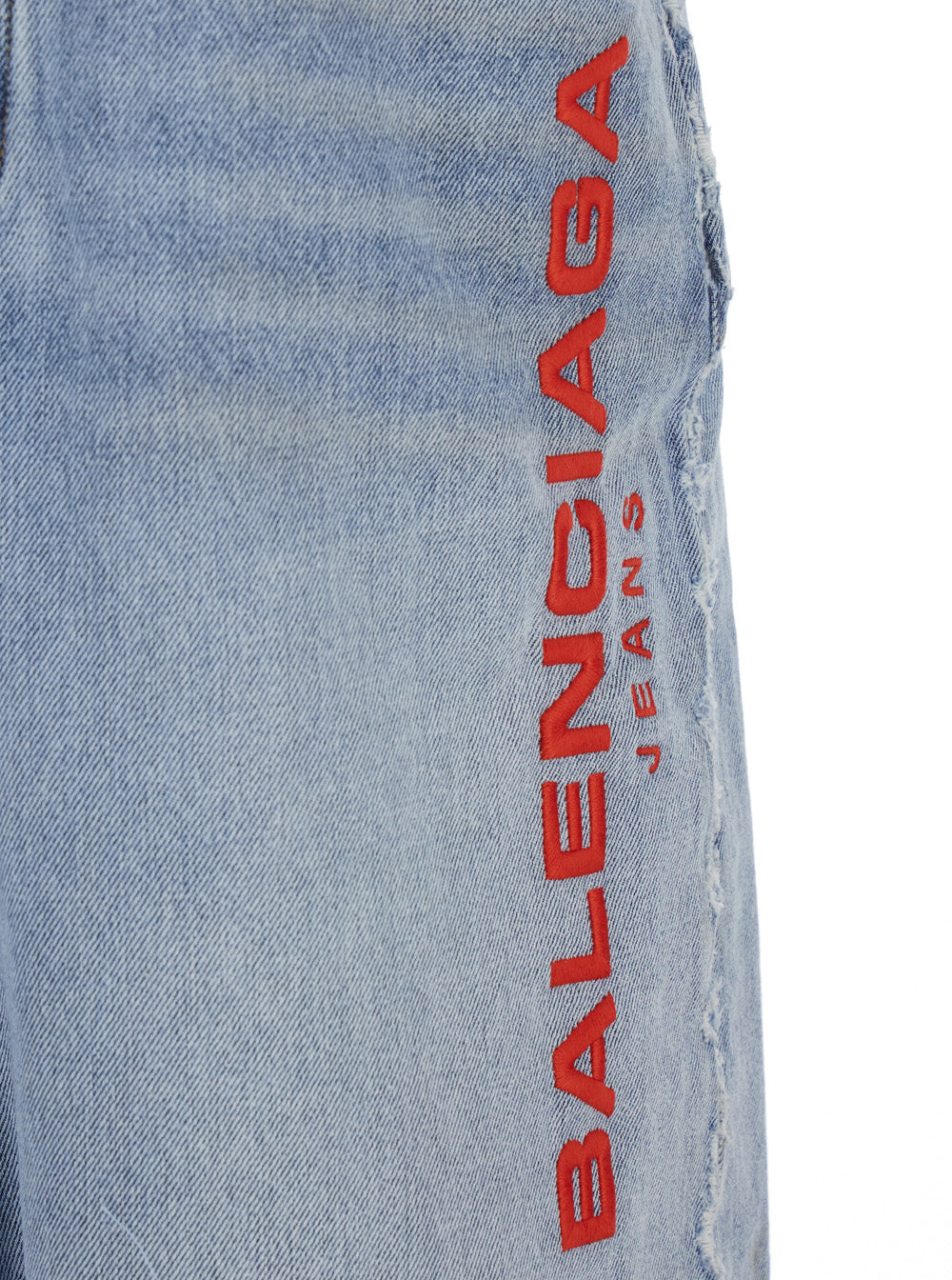 Light Blue Jeans with Fleece Inserts and Logo Lettering on the Front in Cotton Denim Man Trousers