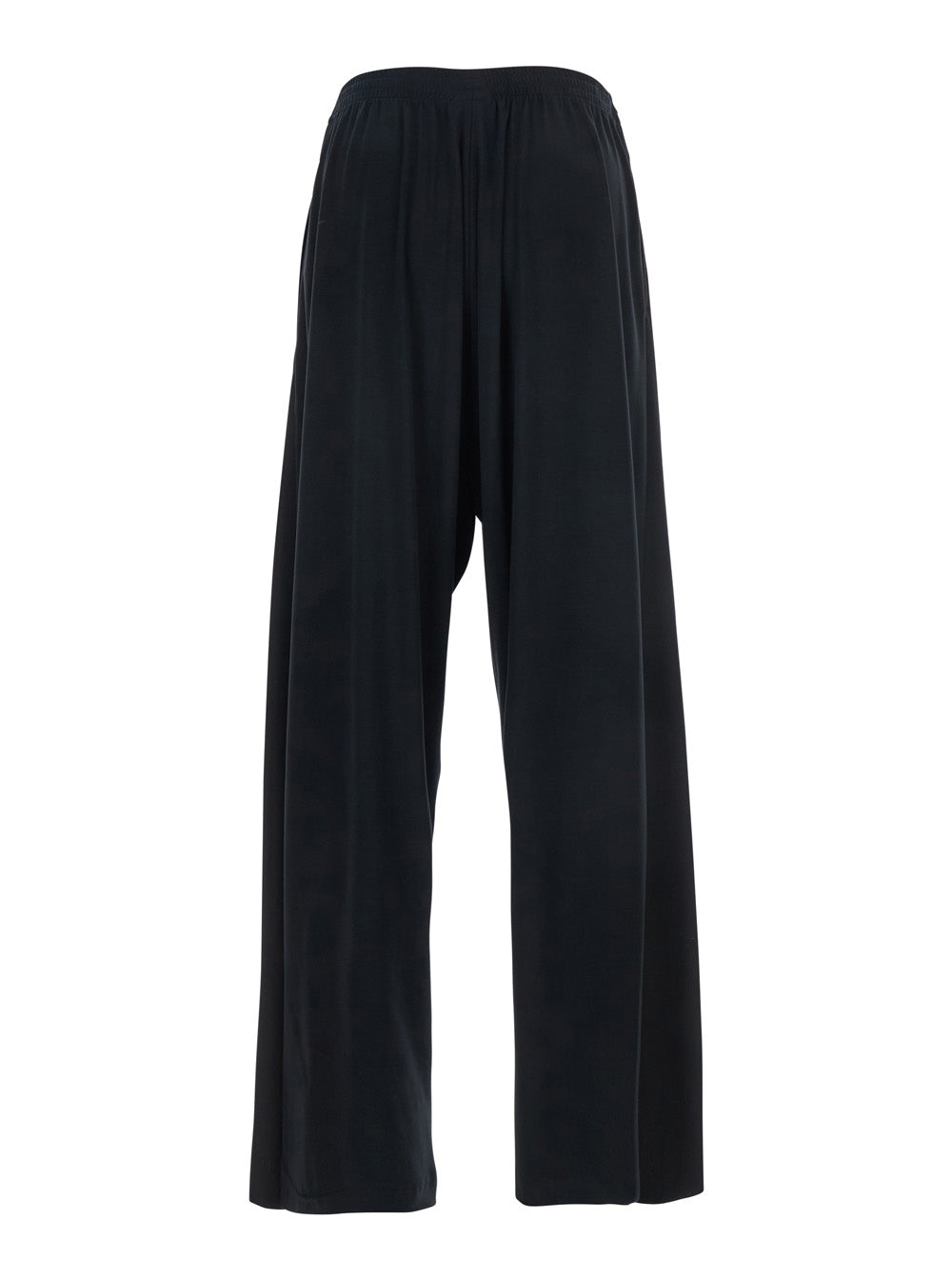 Black Pants with Elastic Waist in Wool Man Trousers