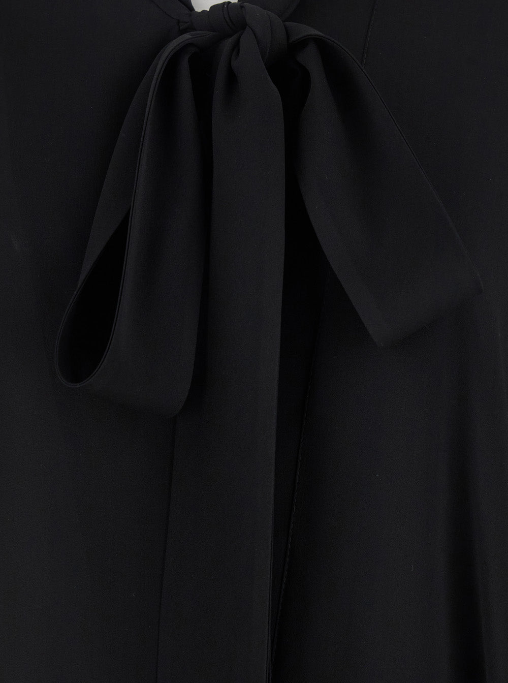 Black Blouse with Pussybow Collar and Asymmetric Design in Silk Woman Shirts Blouses