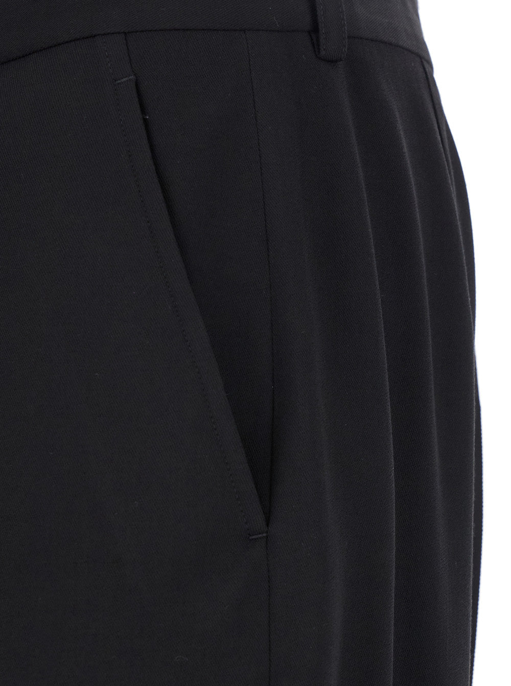 Black Pants with Belt Loops in Wool Blend Man Viscose Trousers