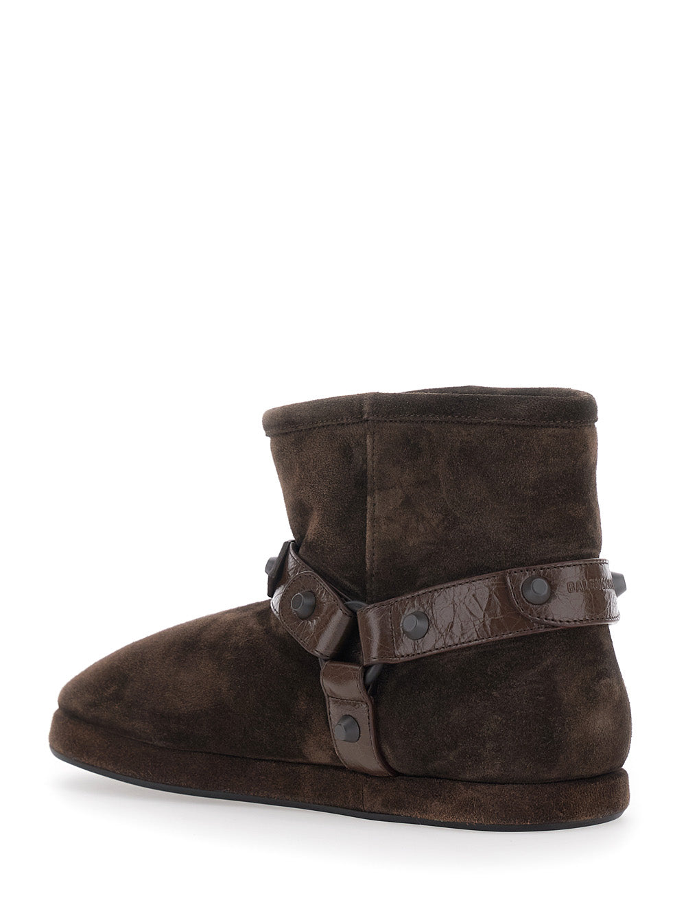 Alaska Brown Ankle Boots With Leather Belt And Logo Lettering On The Rear Suede Woman