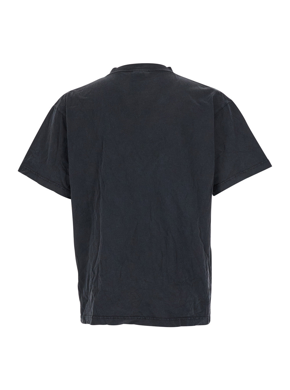 Black Crewneck T-Shirt with Logo Print on the Front in Cotton Man Tshirts And Polo Shirts