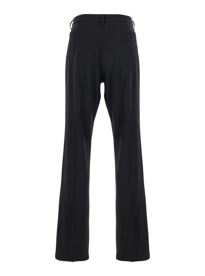 Black Tailored Trousers With Belt Loops Wool Man