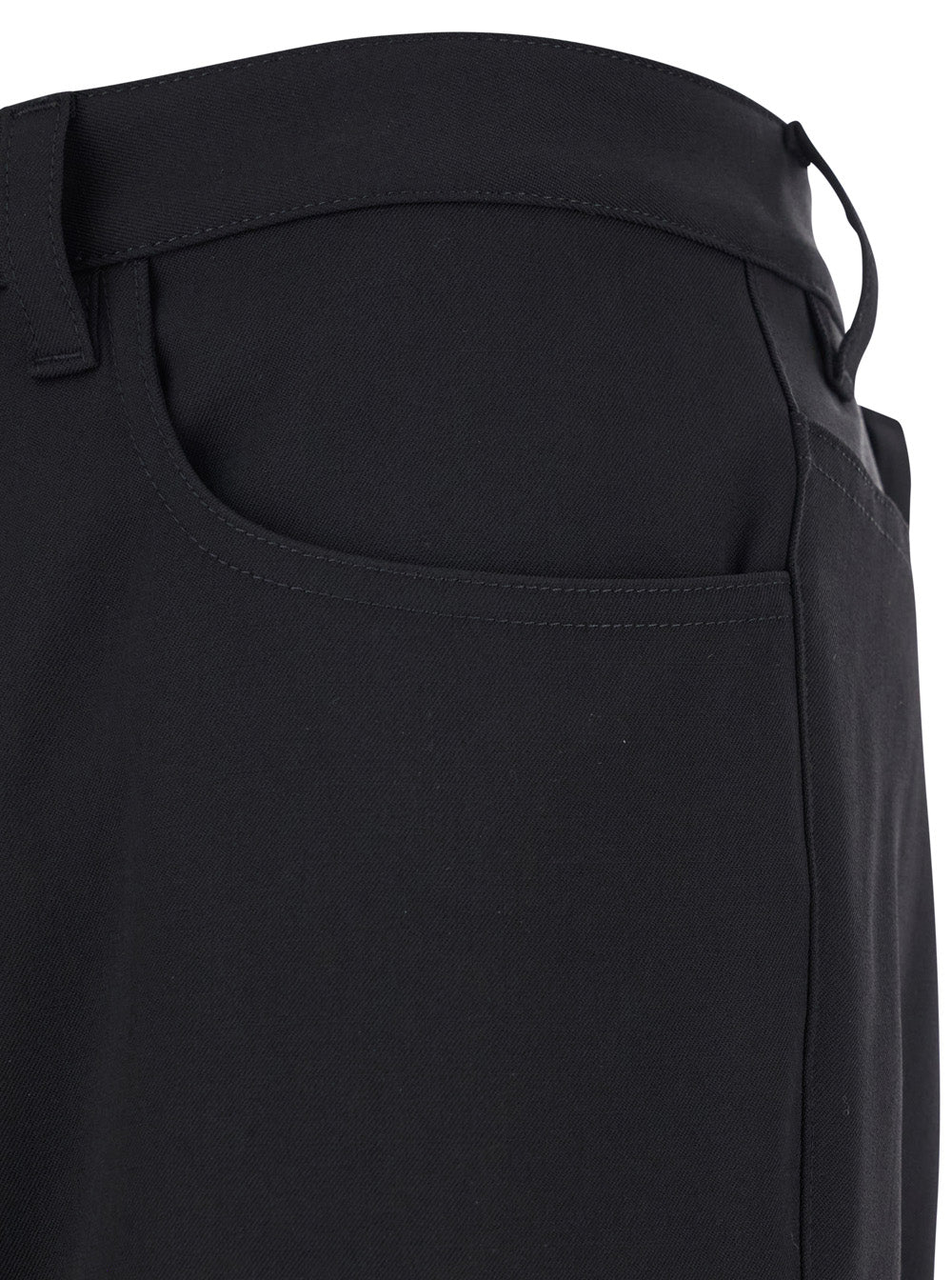 Black Tailored Trousers With Belt Loops Wool Man