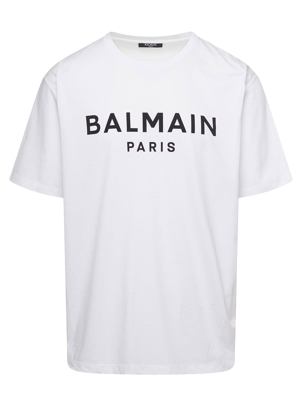 White Crewneck T-Shirt with Contrasting Logo Lettering Print in Cotton Man Organic Tshirts And Polo Shirts