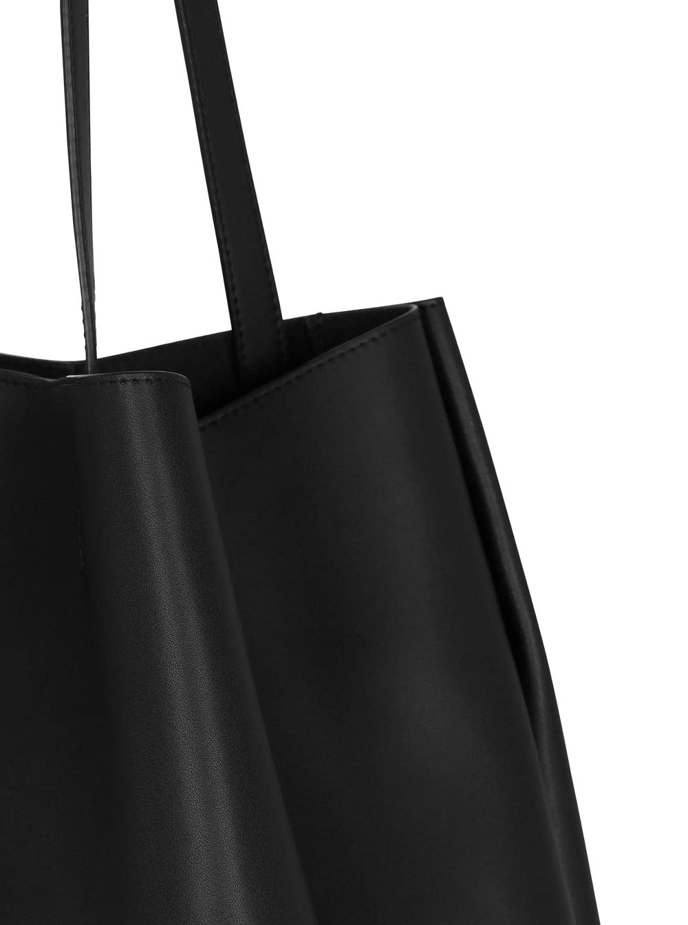 Embleme Black Tote Bag With Embossed Logo Lettering On The Front And Jewel Buttons Leather Woman Calf