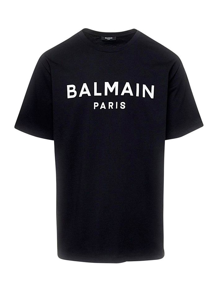 Black Crew Neck T-Shirt With Logo Print On The Chest Cotton Man Organic Tshirts And Polo Shirts