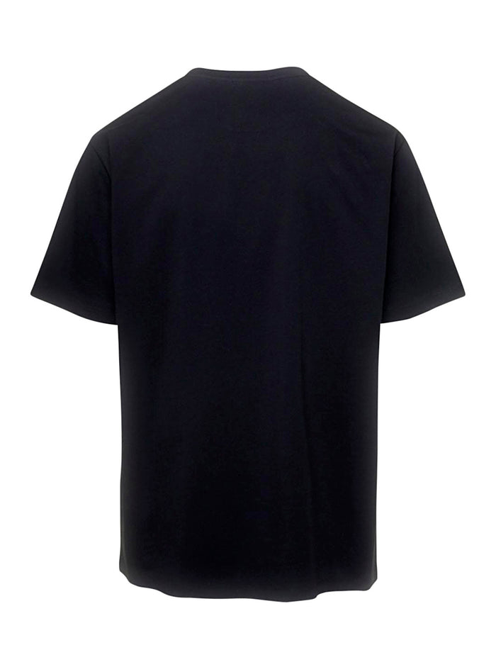 Black Crew Neck T-Shirt With Logo Print On The Chest Cotton Man Organic Tshirts And Polo Shirts