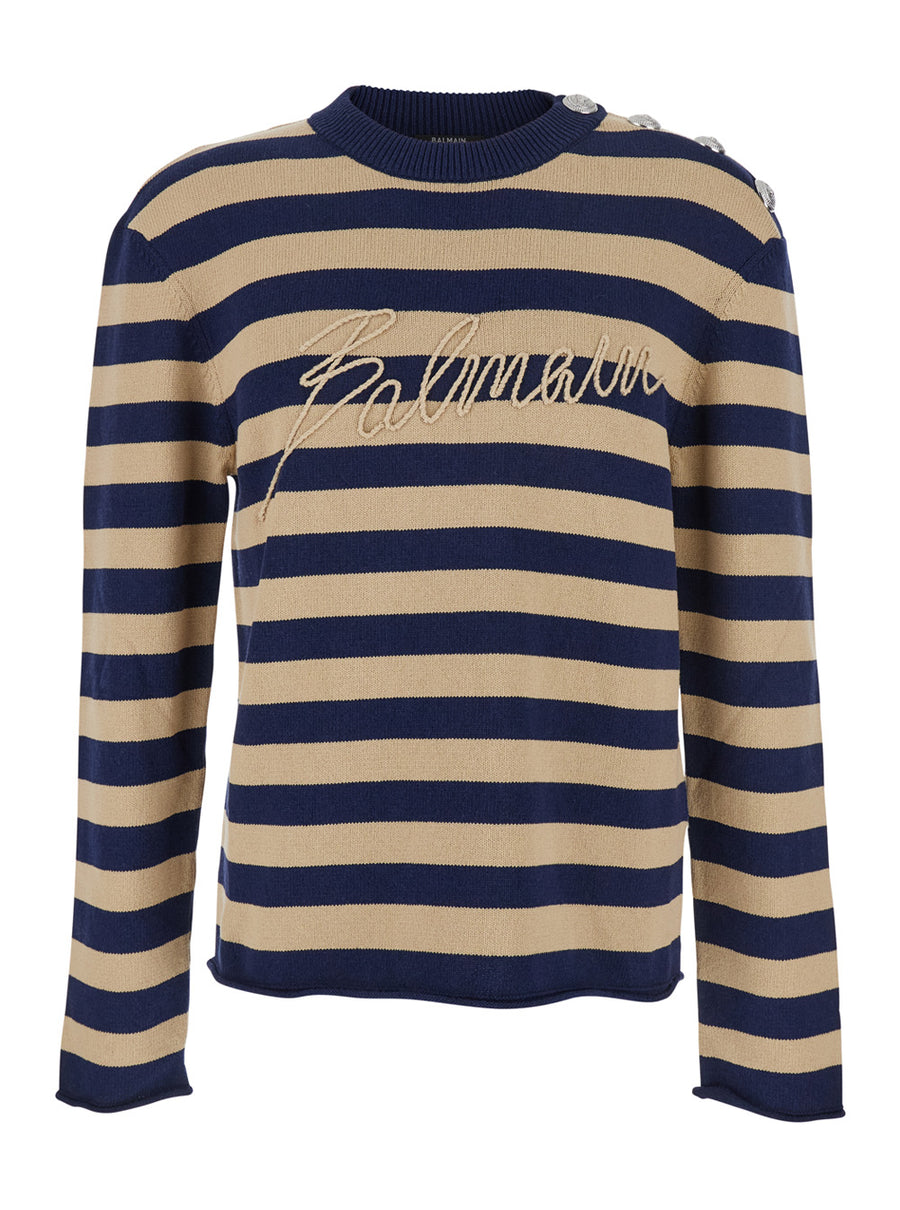 Sweater Blue Wool With Logo Lettering Многоцветный Tops