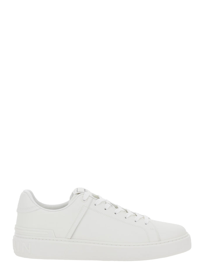 B-Court White Low Top Sneakers With Logo Patch On The Tongue Leather Man Calf