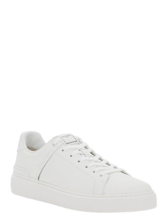 B-Court White Low Top Sneakers With Logo Patch On The Tongue Leather Man Calf