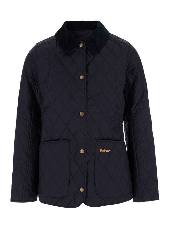 Blue Quilted Jacket With Contrast Collar Tech Fabric Woman Blu Polyamide