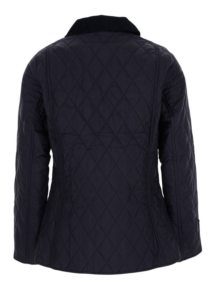 Blue Quilted Jacket With Contrast Collar Tech Fabric Woman Blu Polyamide