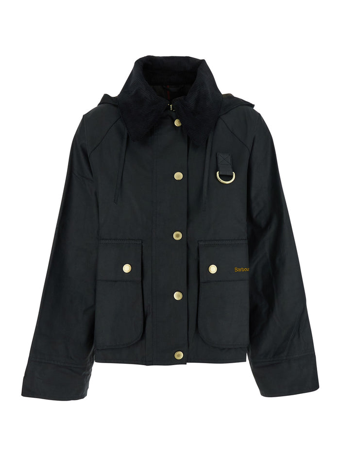 Reighton Black Jacket With Decorative Rings And Embroidered Logo Tech Fabric Woman
