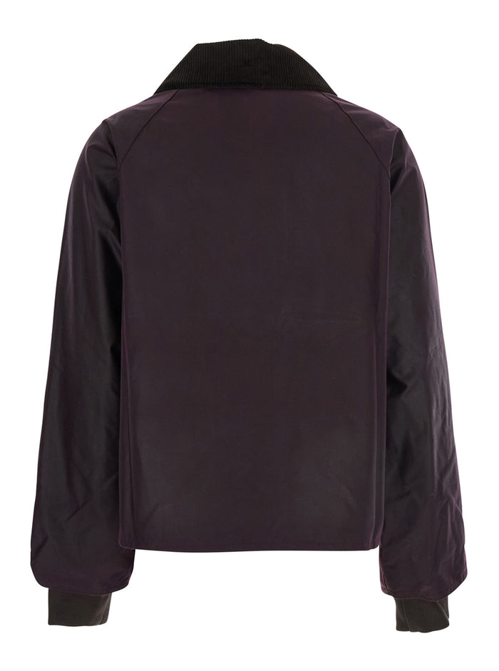 Bordeaux Jacket With Ribbed Collar And Front Zip Pocket Tech Fabric Woman