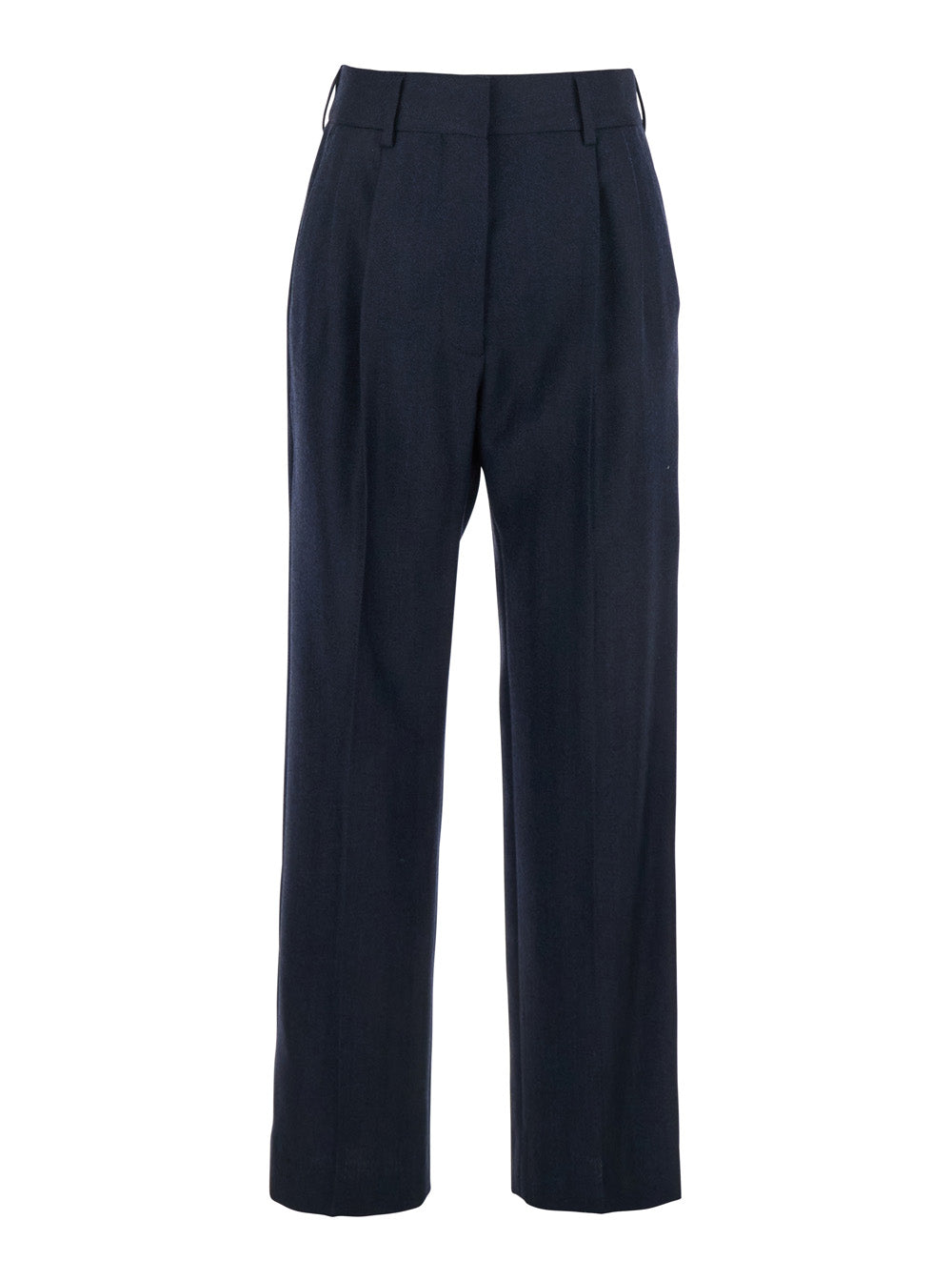 Maine Blue Pants with Front Pences in Wool Woman Blu Trousers
