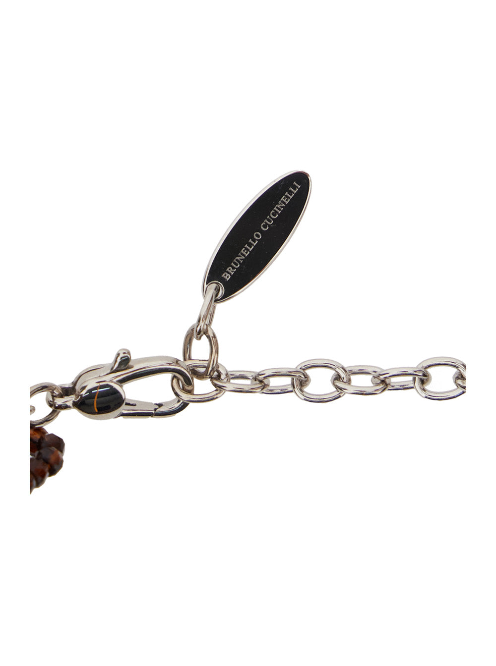 Brown Multi-Strand Necklace With Faceted Beads And Rear Spring-Ring Closure Brass Glass Woman Necklaces