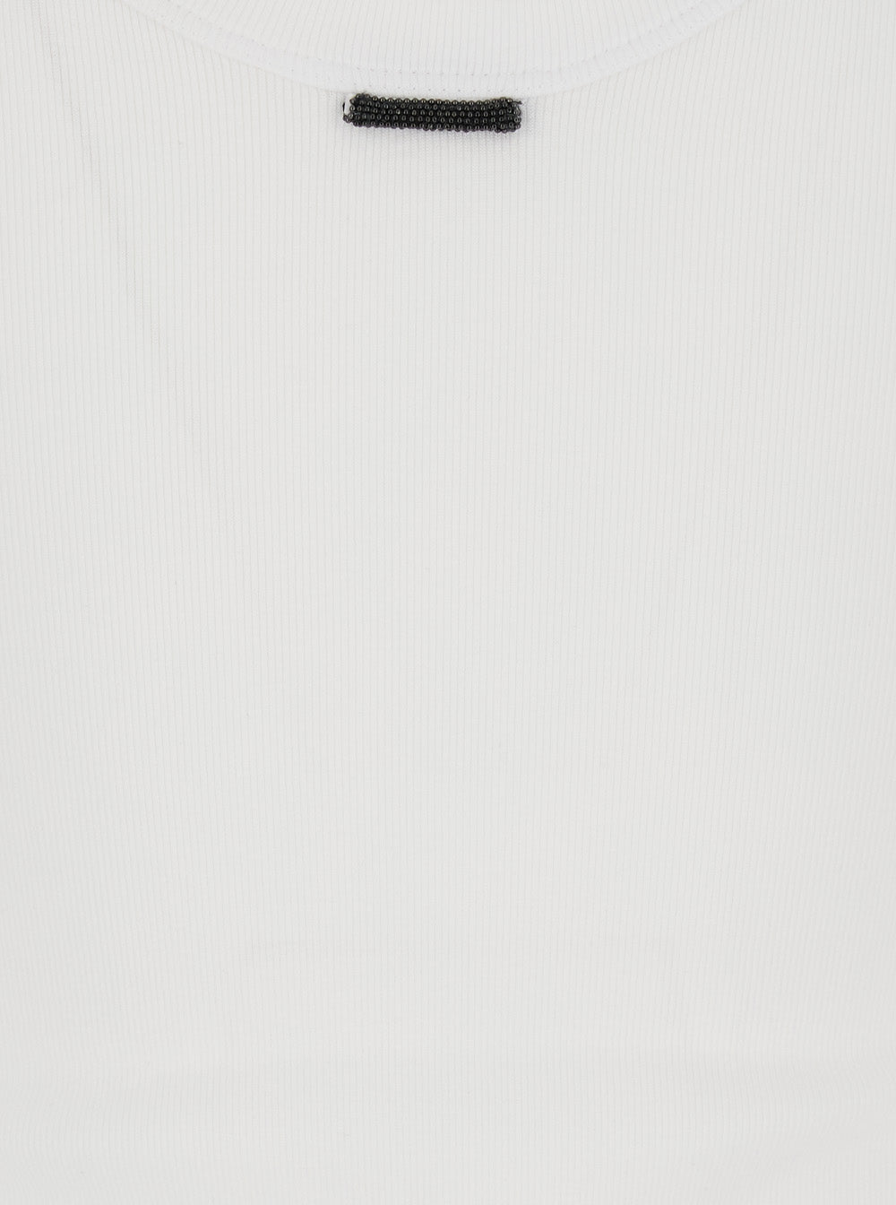 White U-Neck T-Shirt With Back Monil Detail Cotton Woman Elastane Tshirts And Polo Shirts