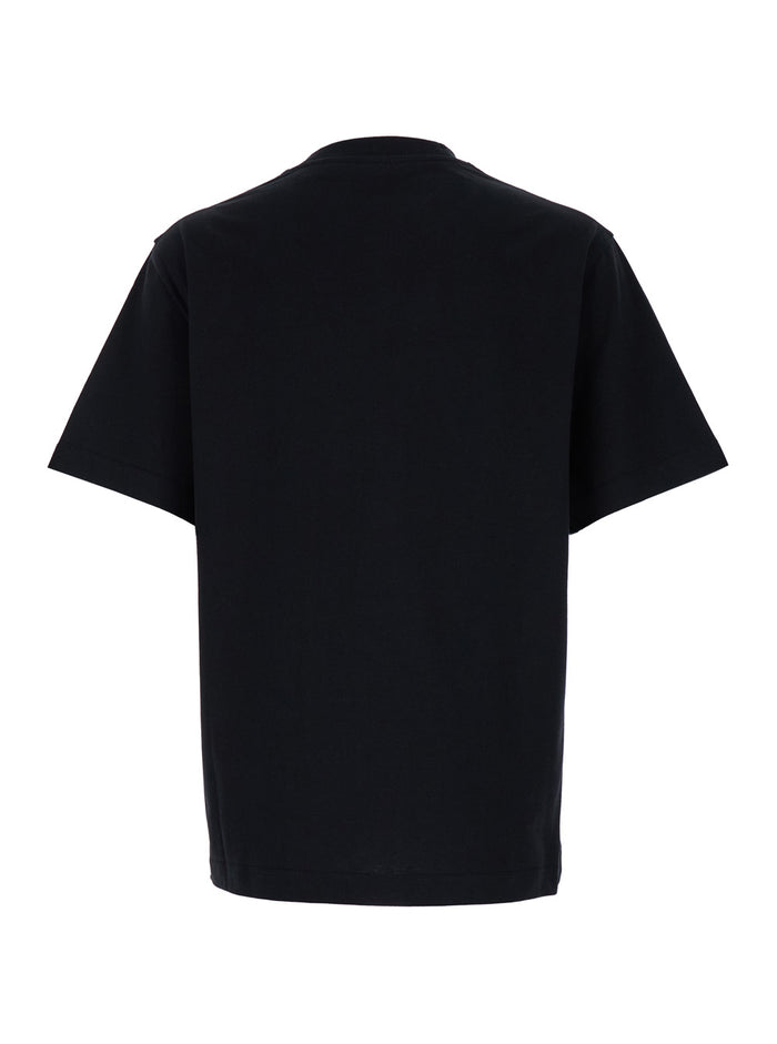 Black T-Shirt with Contrasting Equestrian Knight Print in Cotton Man Tshirts And Polo Shirts